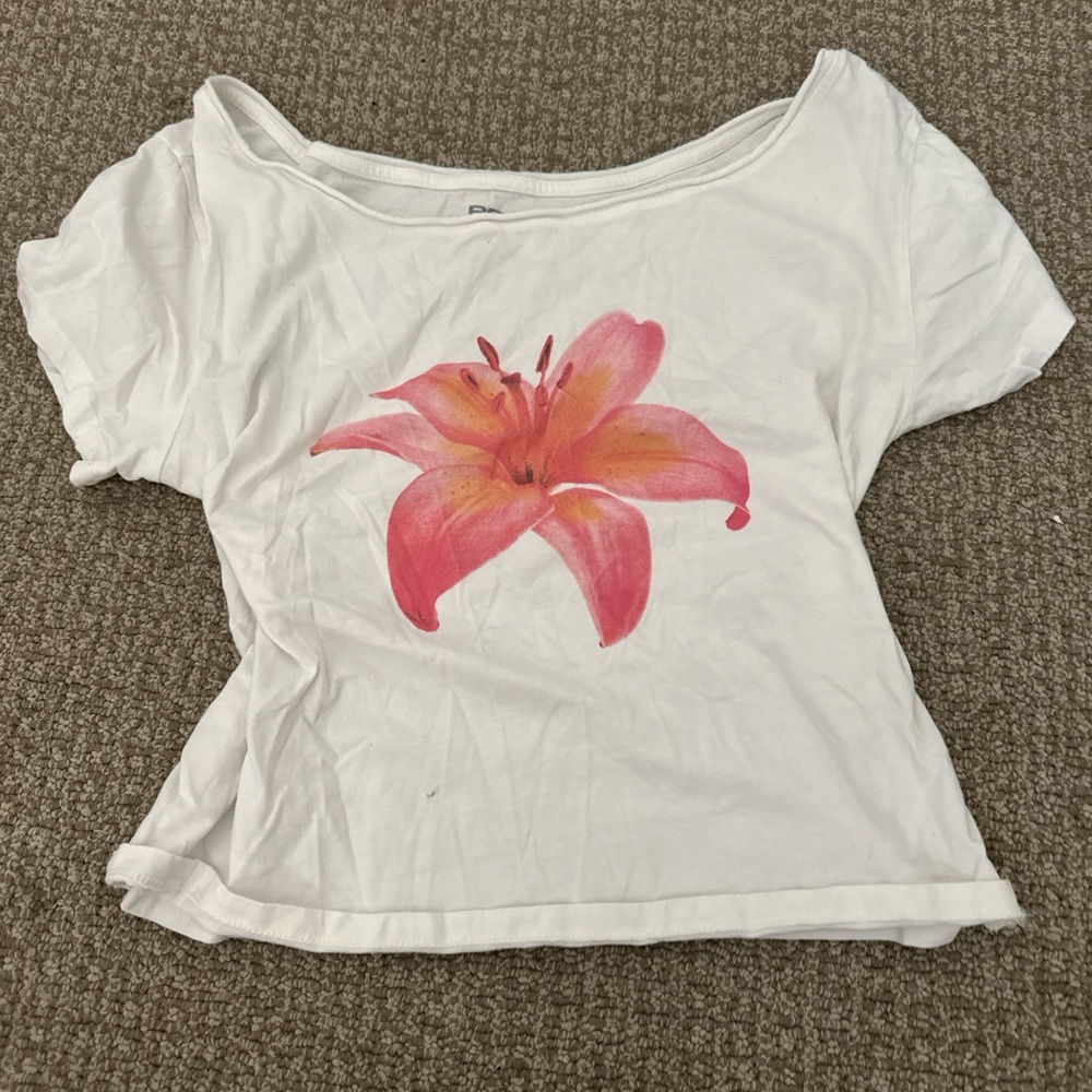 Floral Off the Shoulder White Top
